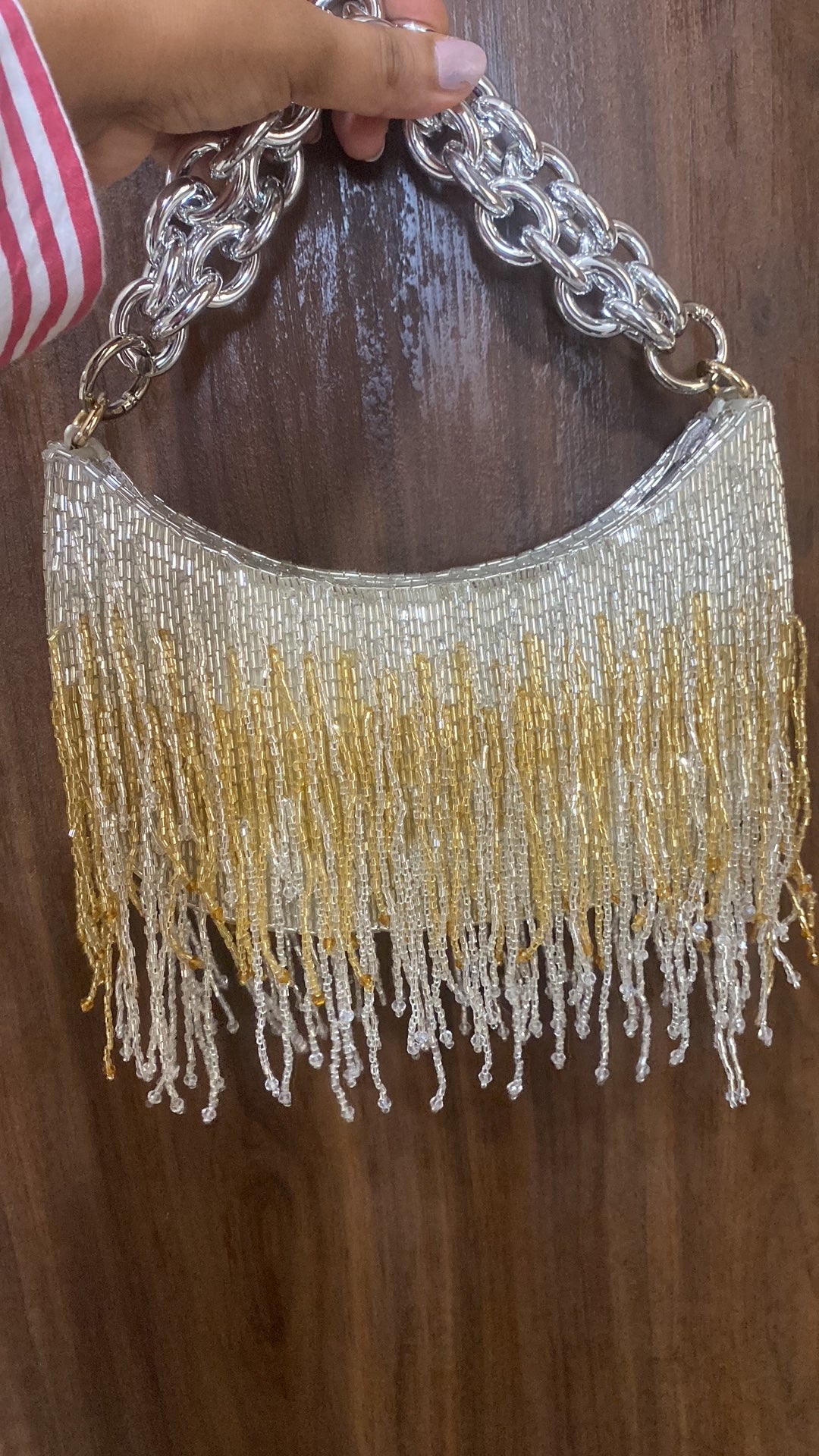 Fringe Two Toned Tassel Moon bag