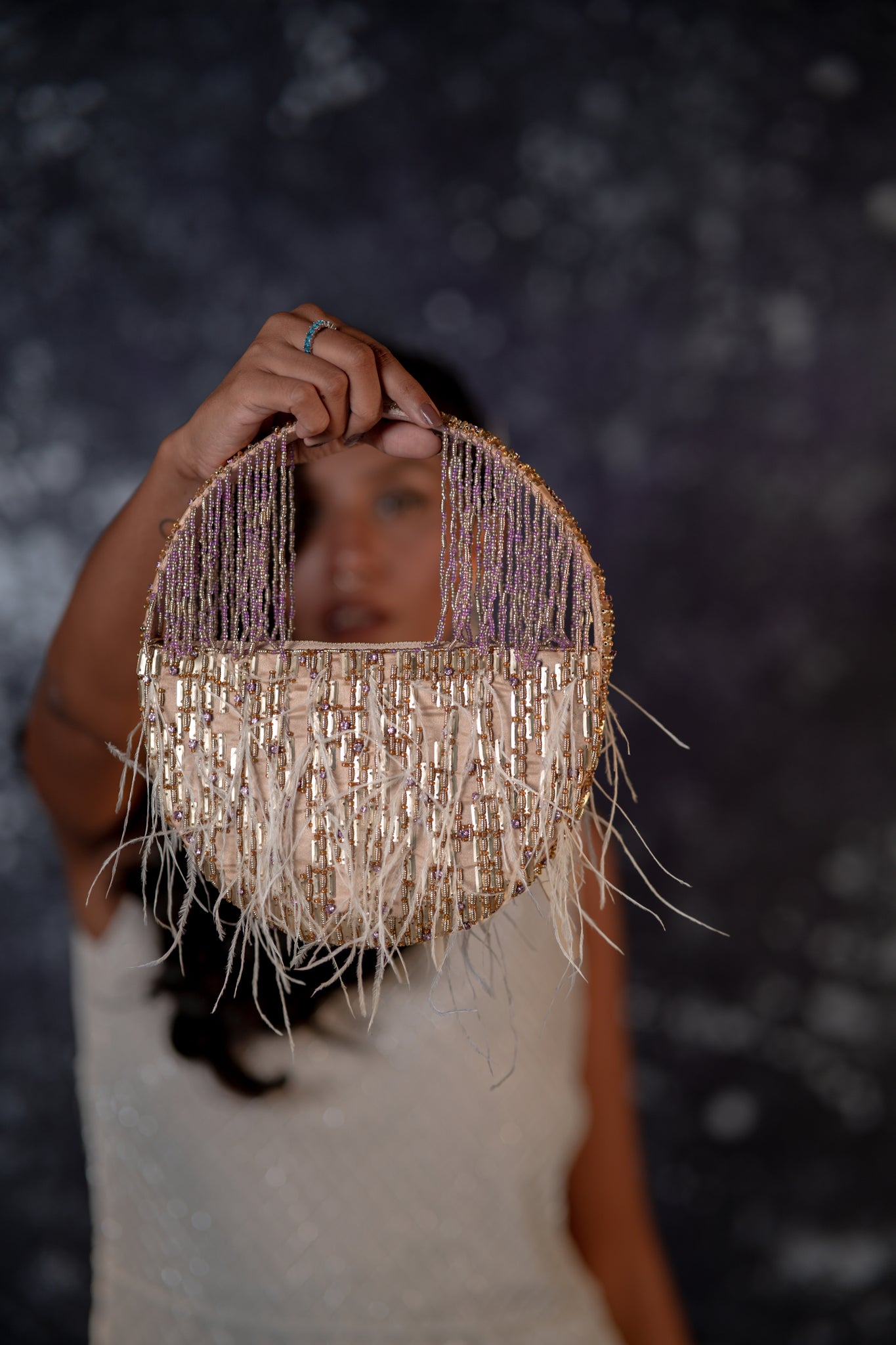 Rapture Feather Round Bag