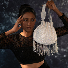 White Waterfall Potli Bag