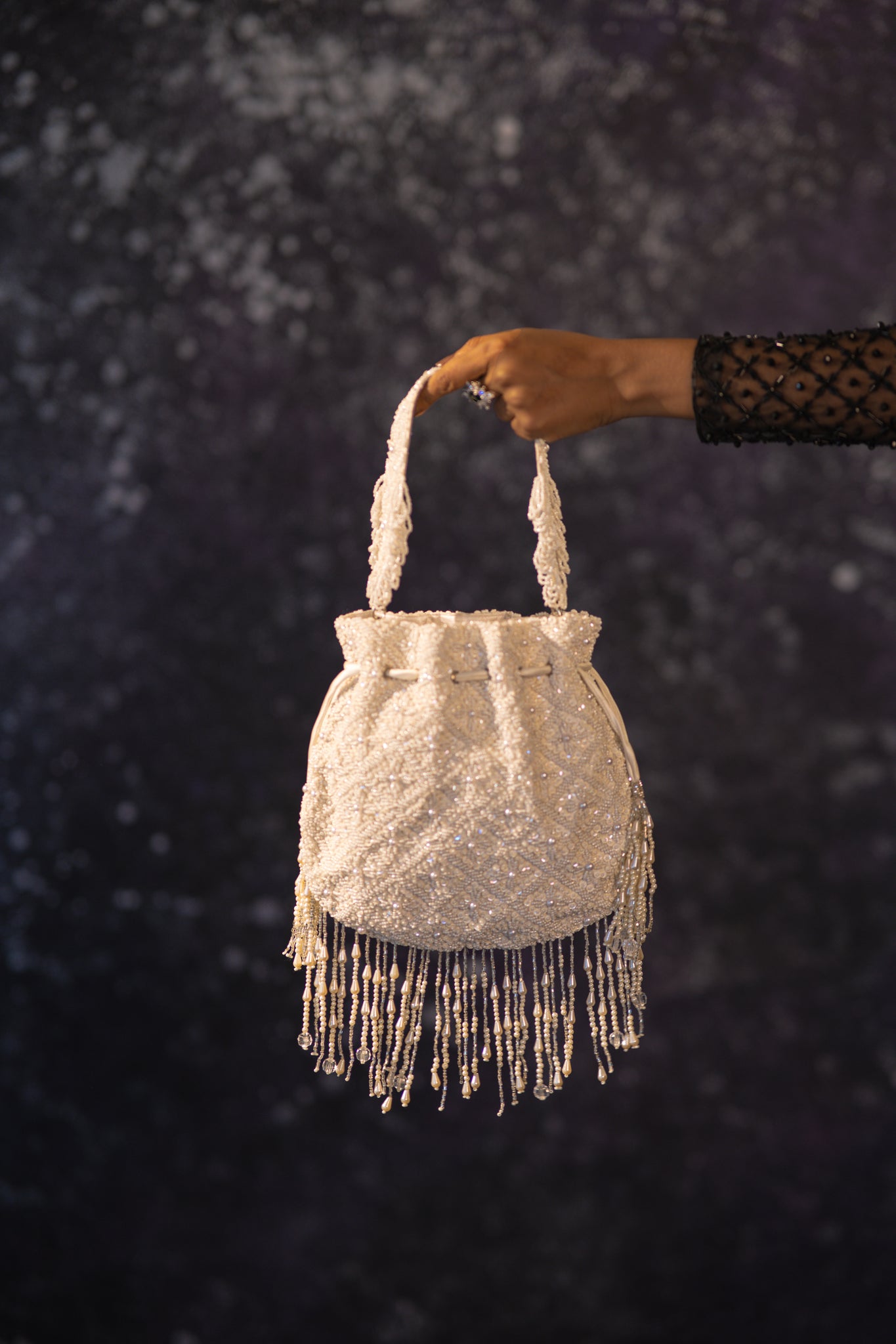 White Waterfall Potli Bag