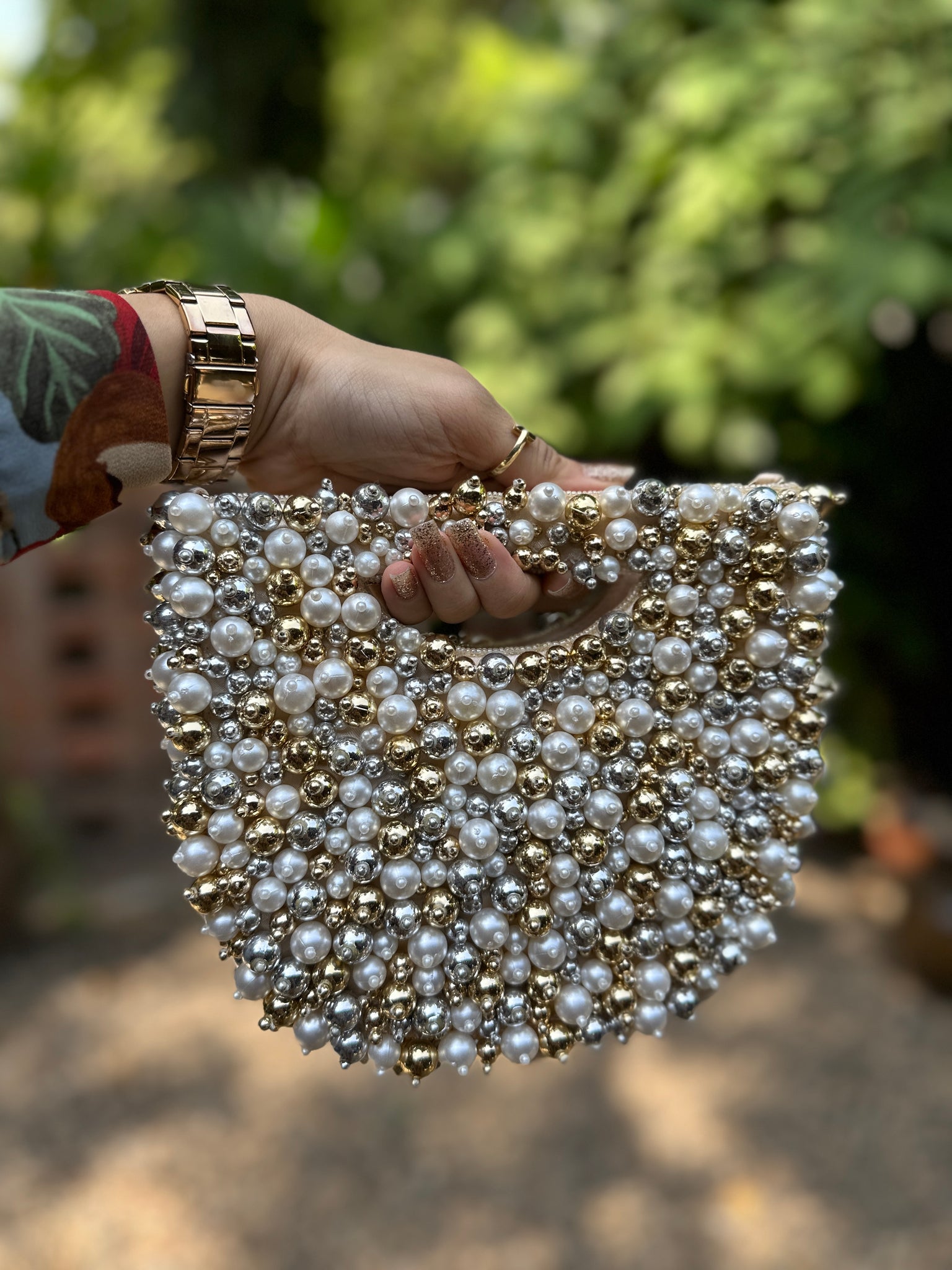 Pearl crecent moon bag