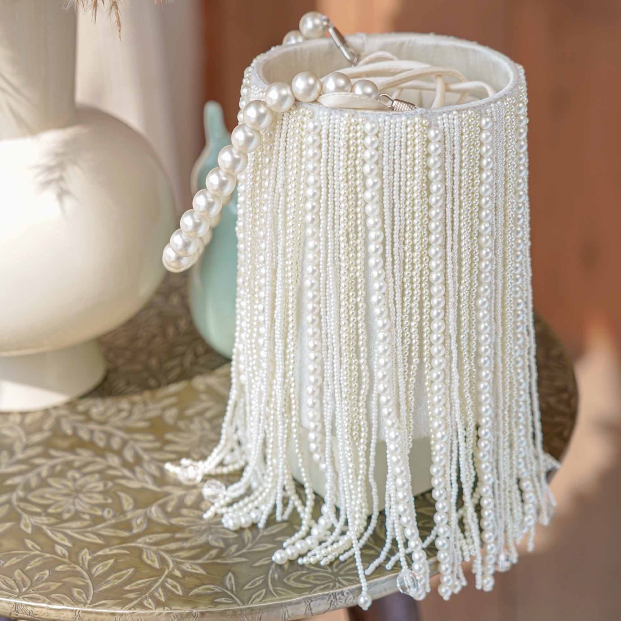 Pearl Fringe Bucket Bag