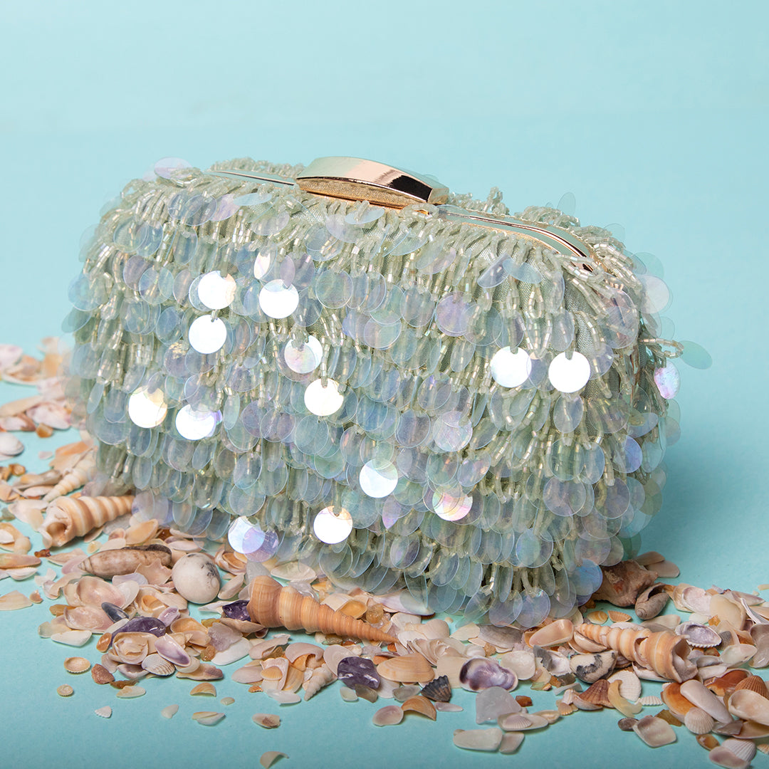 Sequin Tassels Box Clutch